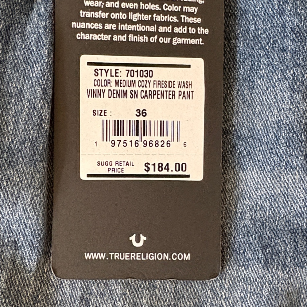 True Religion Vinny Ultra Baggy Carpenter Jeans Size 36 NWT Y2K Skater - Picture 9 of 11